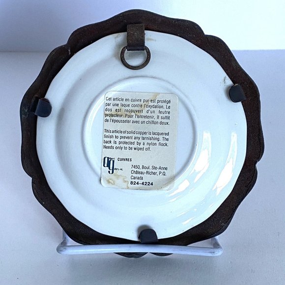 ALBERT GILLES Roses Ceramic Plate With Solid Copper Hanging Plate Rim Canada - Picture 4 of 7